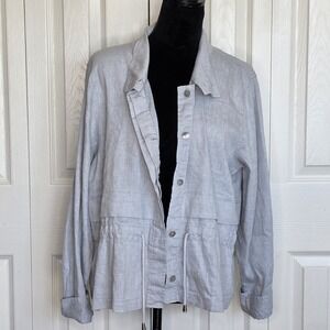 Light Gray Women’s Button-Front Linen Jacket